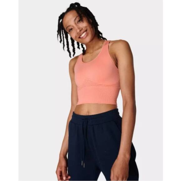 Sweaty Betty Stamina Longline Racerback Sports Bra in Pink Blush NEW Size 0-2 XS - Picture 2 of 8